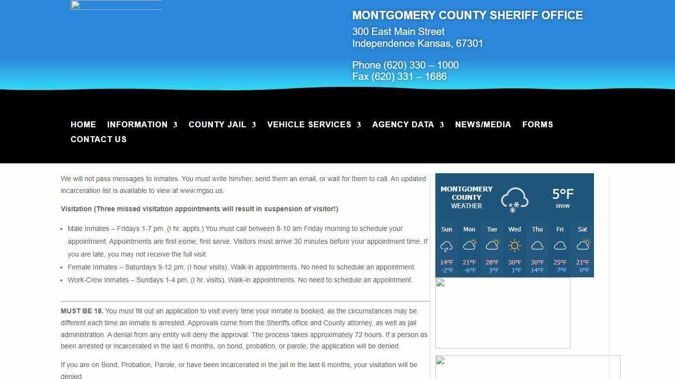 Jail Visitation Montgomery County Sheriff's Office Website